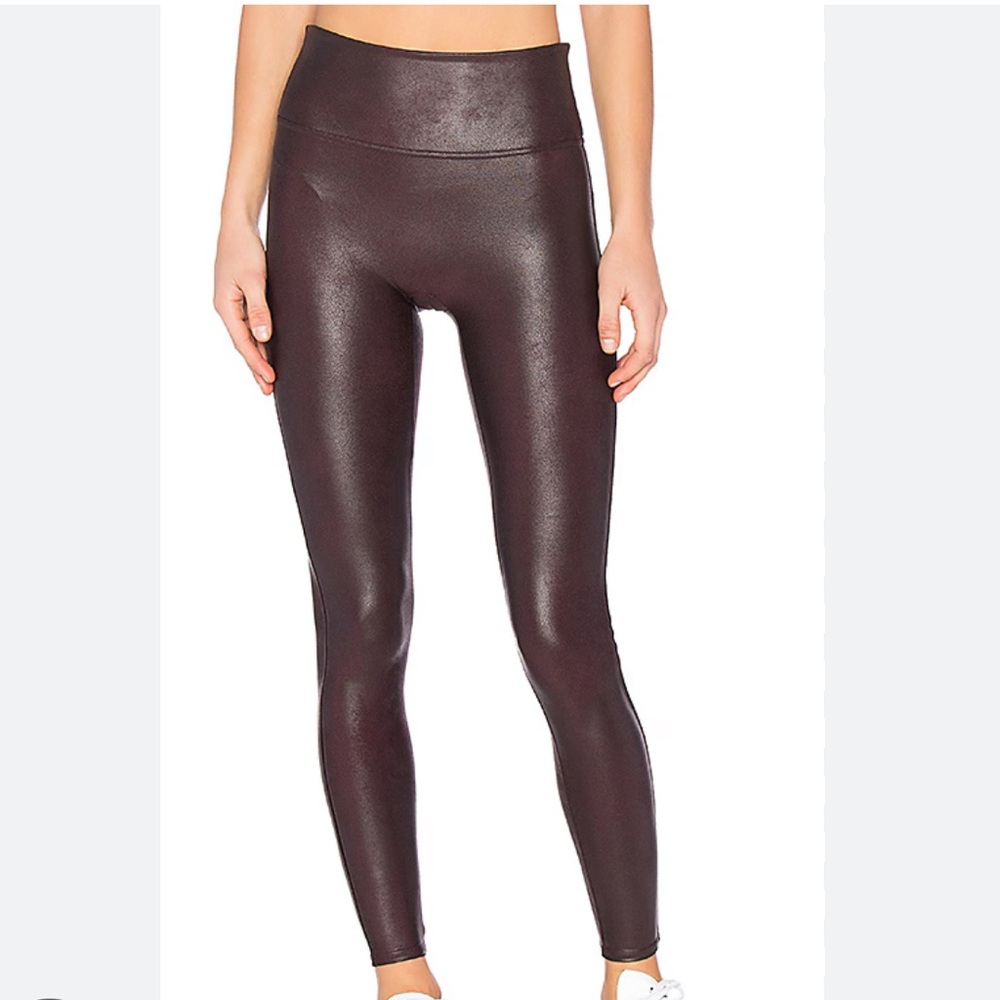 SPANX Burgundy Faux Leather Leggings